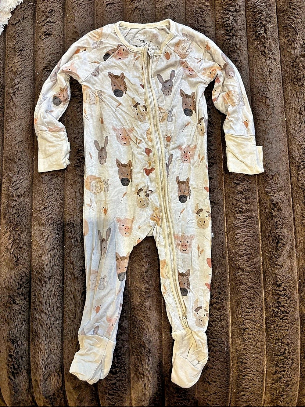 Caden lane BABY Zippered Romper in Farm Footie Pajamas